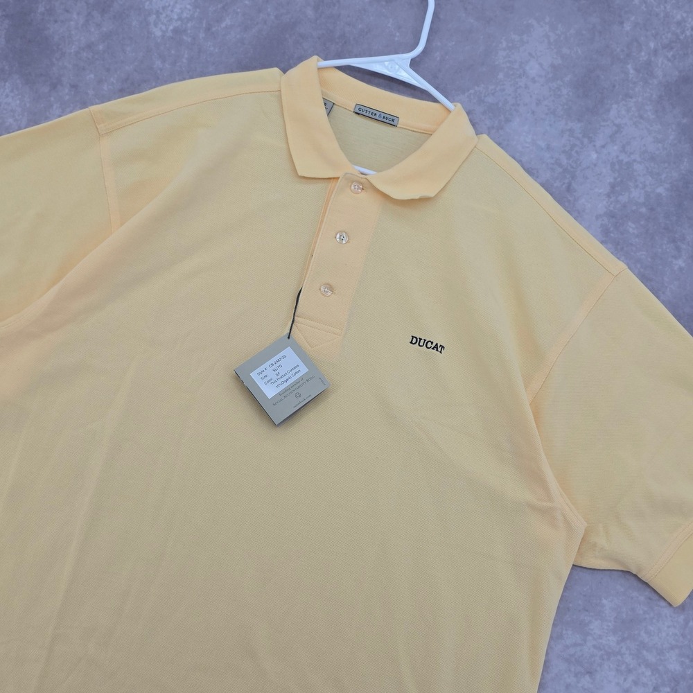 Cutter & Buck Mens XL Yellow Polo Shirt Short Sleeve Ducat Embroidered Cotton